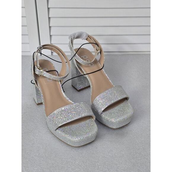 Womens Pop Casen Silver Multi Platform Sandals High Heels Size 8M Retro NEW - Picture 5 of 7